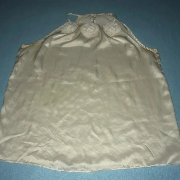 UNBRANDED satin/silk beautiful rosettes embellished spaghetti strap tank size M - Picture 2 of 6